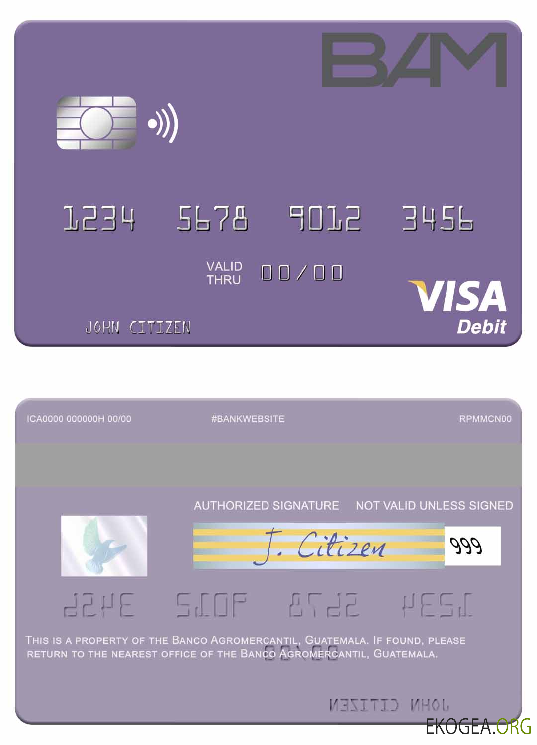 Carte de débit visa Guatemala Banco Agromercantil